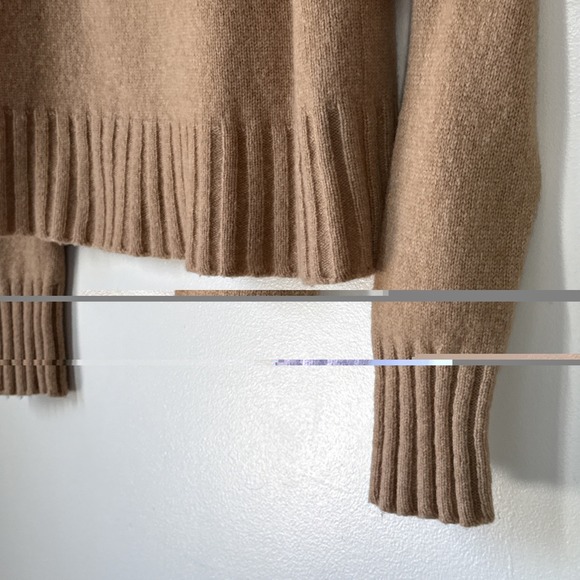 Vintage J Crew Turtleneck Sweater Womens Large Beige 100% Wool Neutral Boxy Knit - Picture 3 of 9